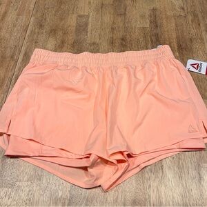 Reebok Relaxed Short Women XXL Peach 2-in-1 Athletic Running Shorts REW224SH01